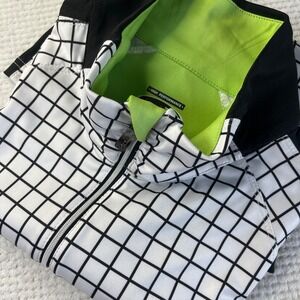 Bolle‎ High Performance Womens Full Zip Grid Print Athletic Jacket Lime Green L